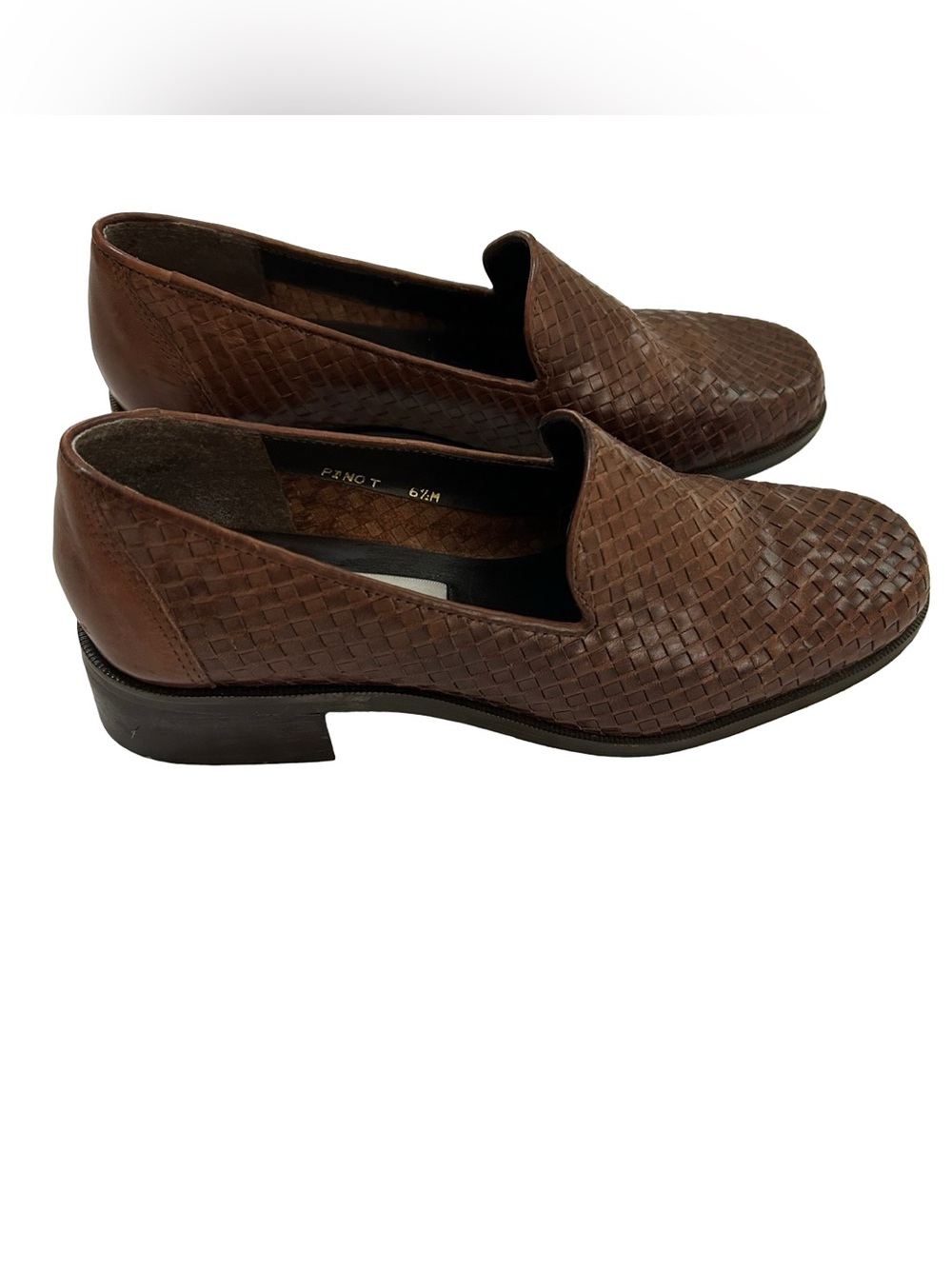 6.5 Vintage Kim Rogers Woven Brown Basket Weave Loafers Flat Slip On Shoes